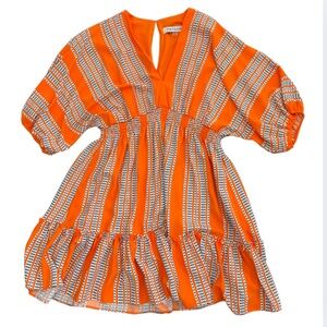 TAYLOR Women’s Orange Pattern Sun Dress – Size M